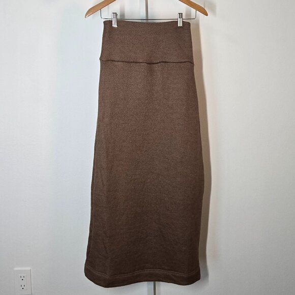 FREE PEOPLE Milley Co-ord Skirt Set brown Long Sleeve Top & Maxi Skirt Size XS - Picture 5 of 9